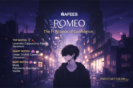 ROMEO Marketing Banner with Fragrance Notes