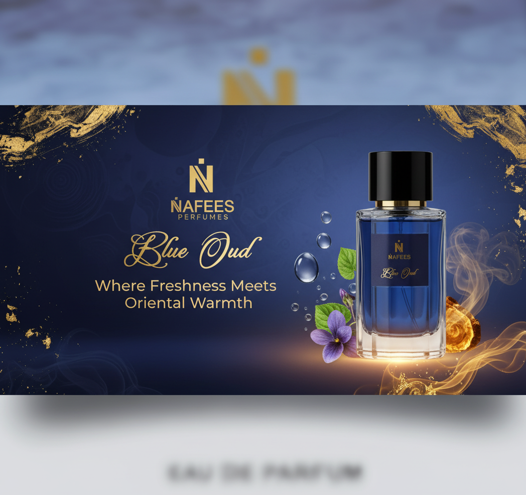 Blue Oud Social Banner with Tagline