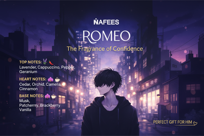 ROMEO Marketing Banner with Fragrance Notes